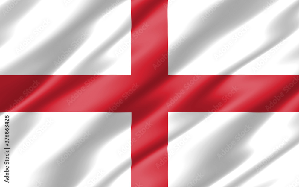 Obraz premium Silk wavy flag of England graphic. Wavy English flag illustration. Rippled England country flag is a symbol of freedom, patriotism and independence.
