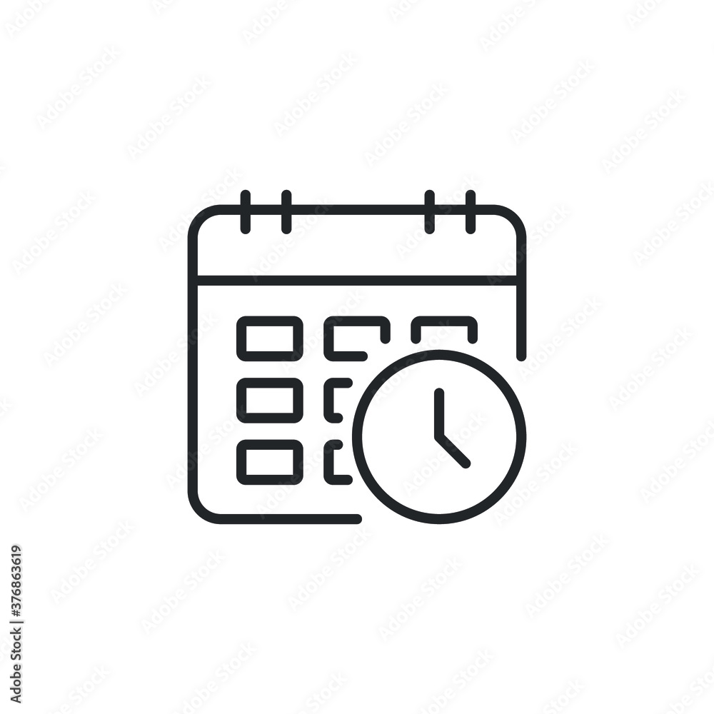 Agenda, calendar, plan, time, timetable icon. Calendar reminder, Schedule line style. Date And Time event sign. Deadline day and reminder. Line Vector illustration. Design on white background. EPS 10 Agenda, calendar, plan, time, timetable icon. Calendar reminder, Schedule line style. Date And Time event sign. Deadline day and reminder. Line Vector illustration. Design on white background. EPS 10