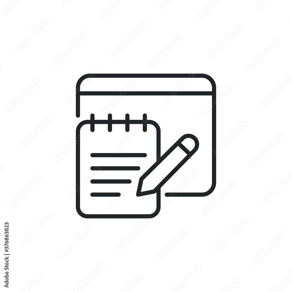 App note, notepad, taking, widget, writing, icon. Notebook. Take notes on sheet. Element of journalist mobile concept and web apps. Vector illustration. Design on white background. EPS 10 App note, notepad, taking, widget, writing, icon. Notebook. Take notes on sheet. Element of journalist mobile concept and web apps. Vector illustration. Design on white background. EPS 10