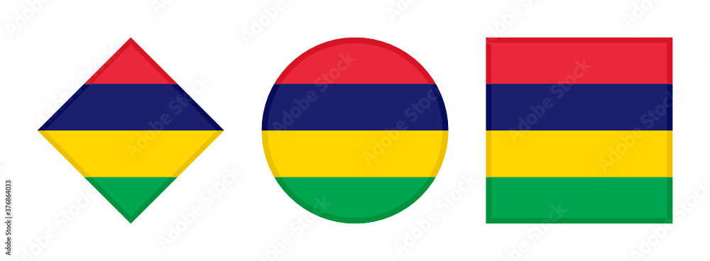 Fototapeta premium mauritius flag icon set. isolated on white background 