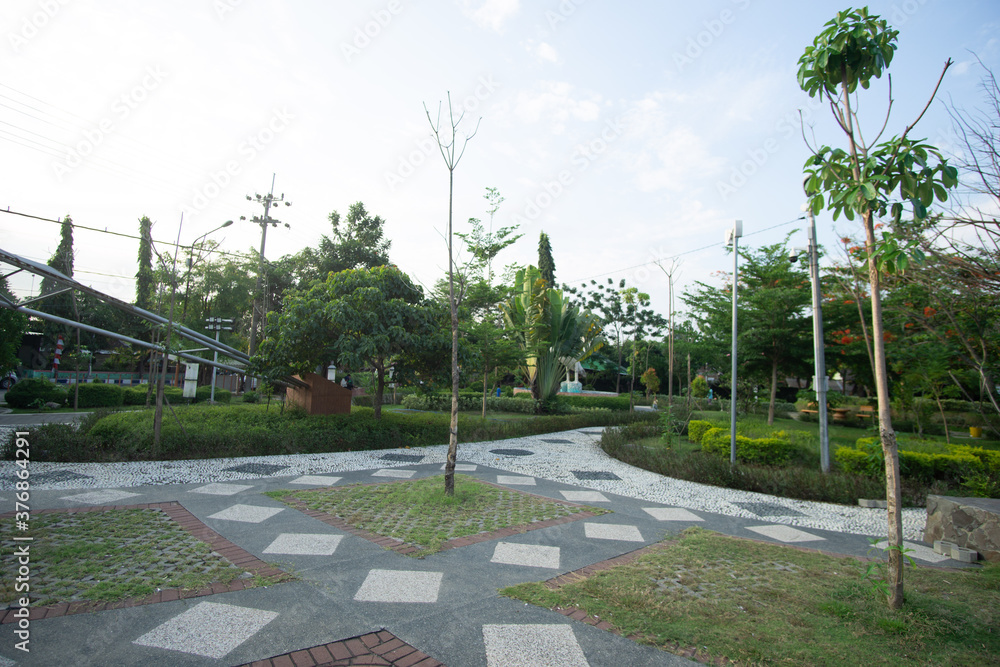 Fototapeta premium a view of a park in the middle of Bojonegoro city which is usually used for playing and relaxing