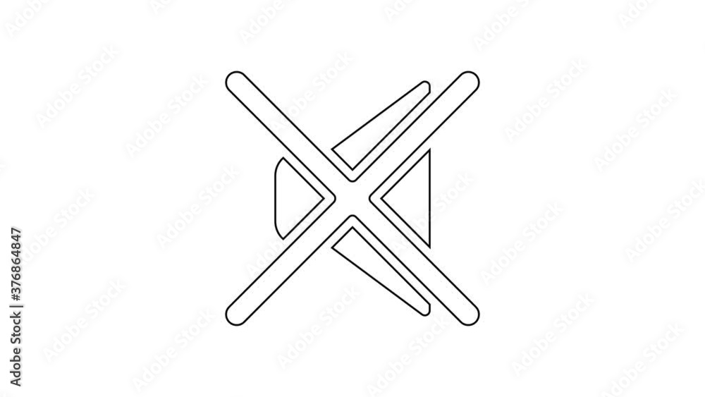 Black line Speaker mute icon isolated on white background. No sound icon. Volume Off symbol. 4K Video motion graphic animation. Black line Speaker mute icon isolated on white background. No sound icon. Volume Off symbol. 4K Video motion graphic animation.