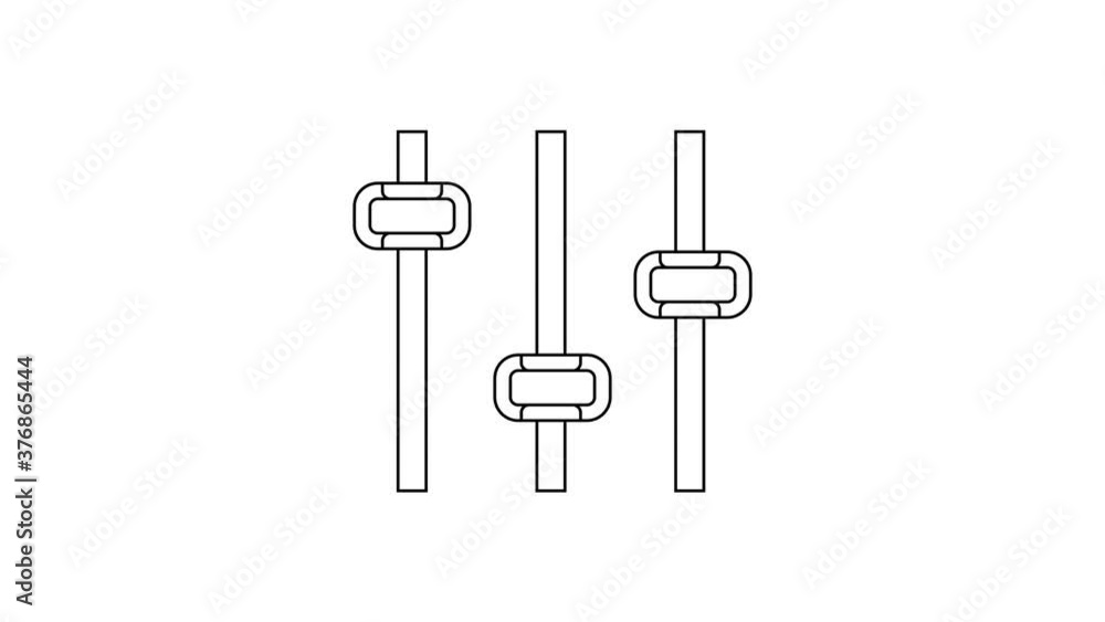 Black line Music equalizer icon isolated on white background. Sound wave. Audio digital equalizer technology, console panel, pulse musical. 4K Video motion graphic animation. Black line Music equalizer icon isolated on white background. Sound wave. Audio digital equalizer technology, console panel, pulse musical. 4K Video motion graphic animation.