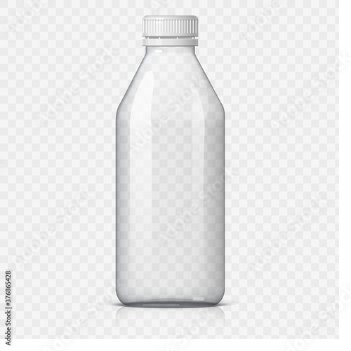 Realistic plastic bottle for water on a transparent background. Vector illustration