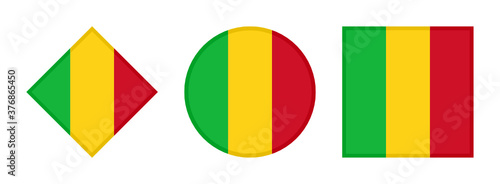 mali flag icon set. isolated on white background
