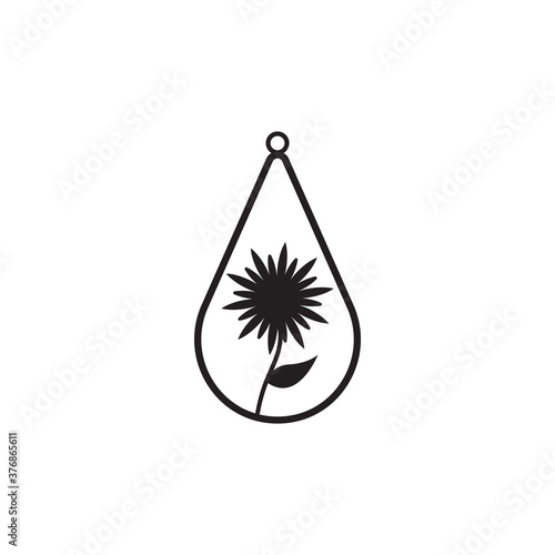 Teardrop earring icon design template vector isolated