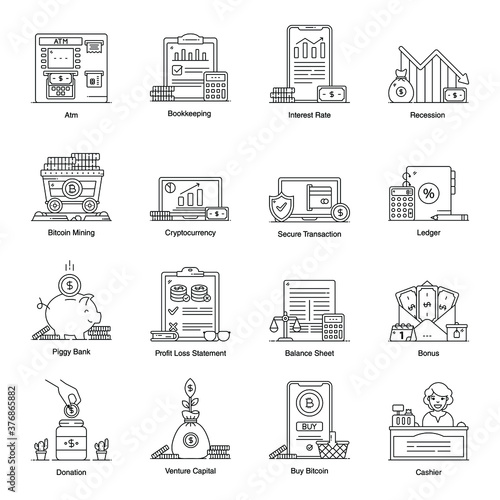 
Pack of Finance line Icons 
