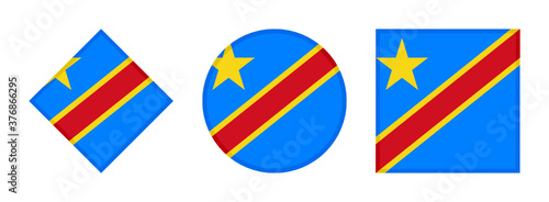 dr congo flag icon set. isolated on white background
