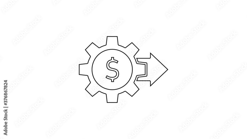 Black line Gear with dollar symbol icon isolated on white background. Business and finance conceptual icon. 4K Video motion graphic animation. Black line Gear with dollar symbol icon isolated on white background. Business and finance conceptual icon. 4K Video motion graphic animation.