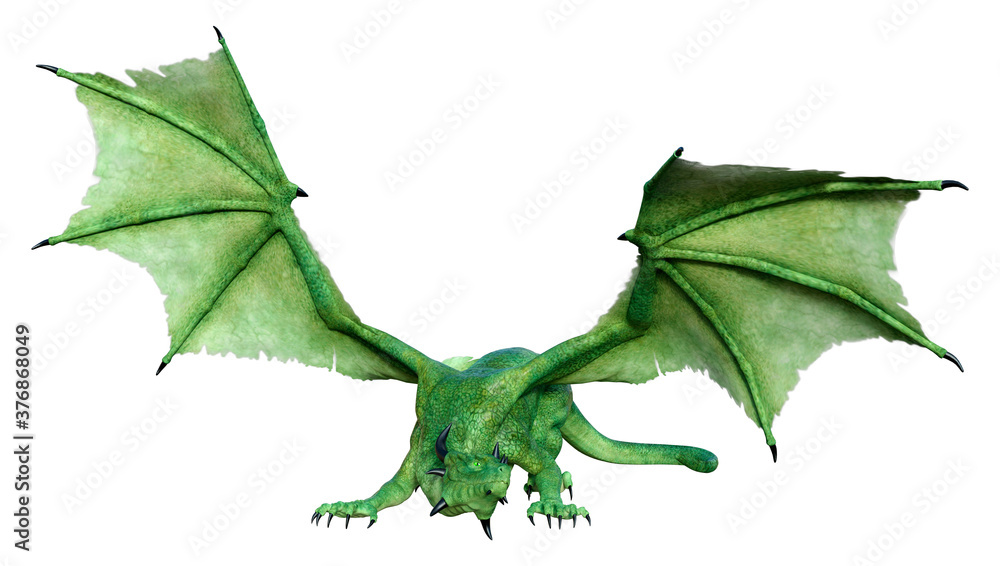 Naklejka premium 3D Rendering Fairy Tale Dragon on White