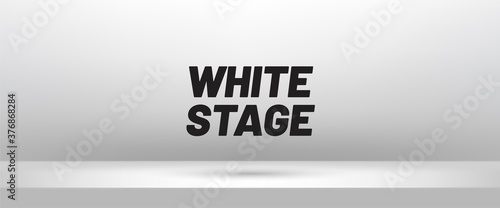 Vector horisontal abstract background. Mock up 3D stage. White empty studio room for product display. Banner for advertise product on website. Showroom shoot render. 