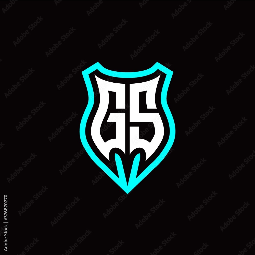 Initial G S letter with shield modern style logo template vector