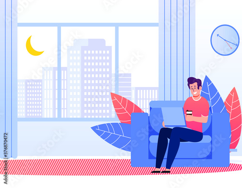 boy happily taking online classes.