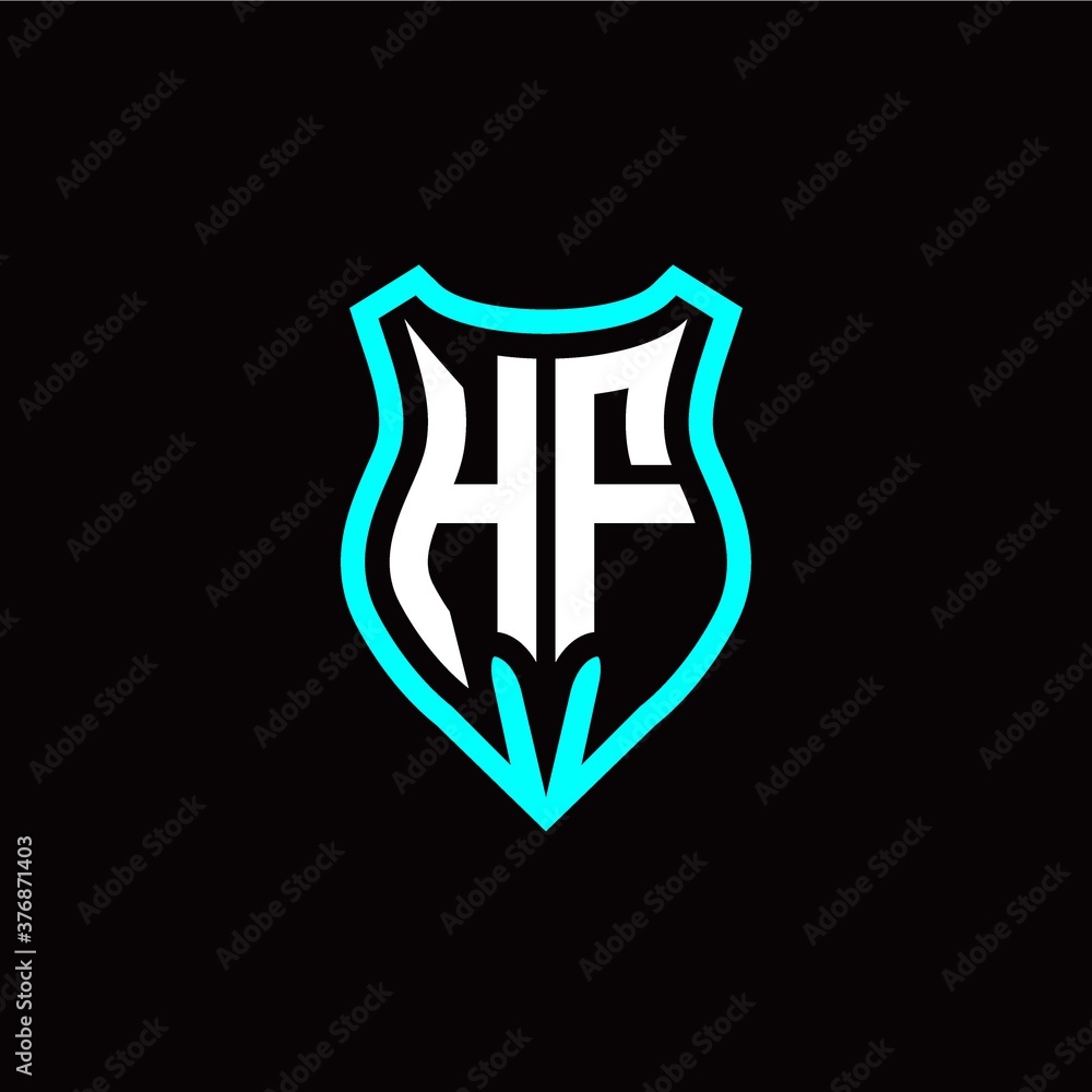 Initial H F letter with shield modern style logo template vector
