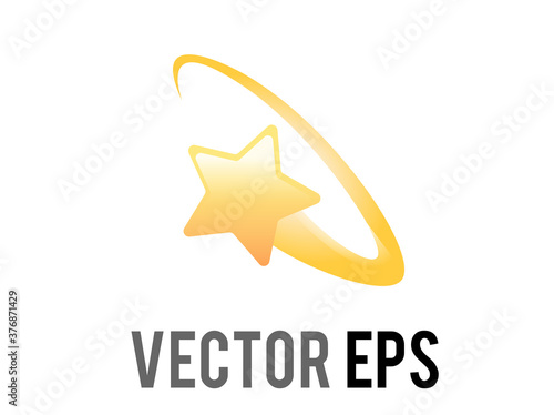 Vector cartoon styled stylised star swirling emoji icon in a yellow ring circle, feeling dizzy symbol 