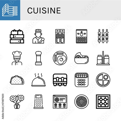 cuisine simple icons set