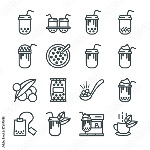Milk Tea Icons set