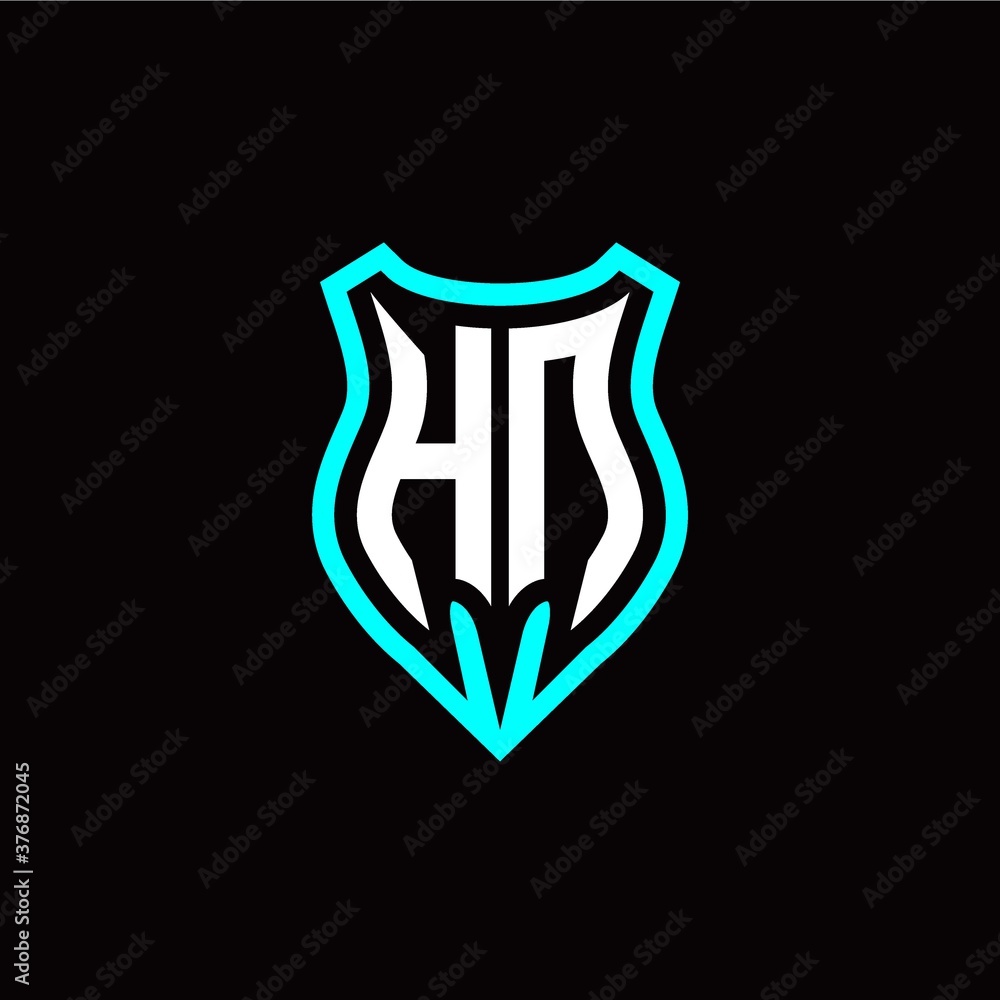 Initial H N letter with shield modern style logo template vector