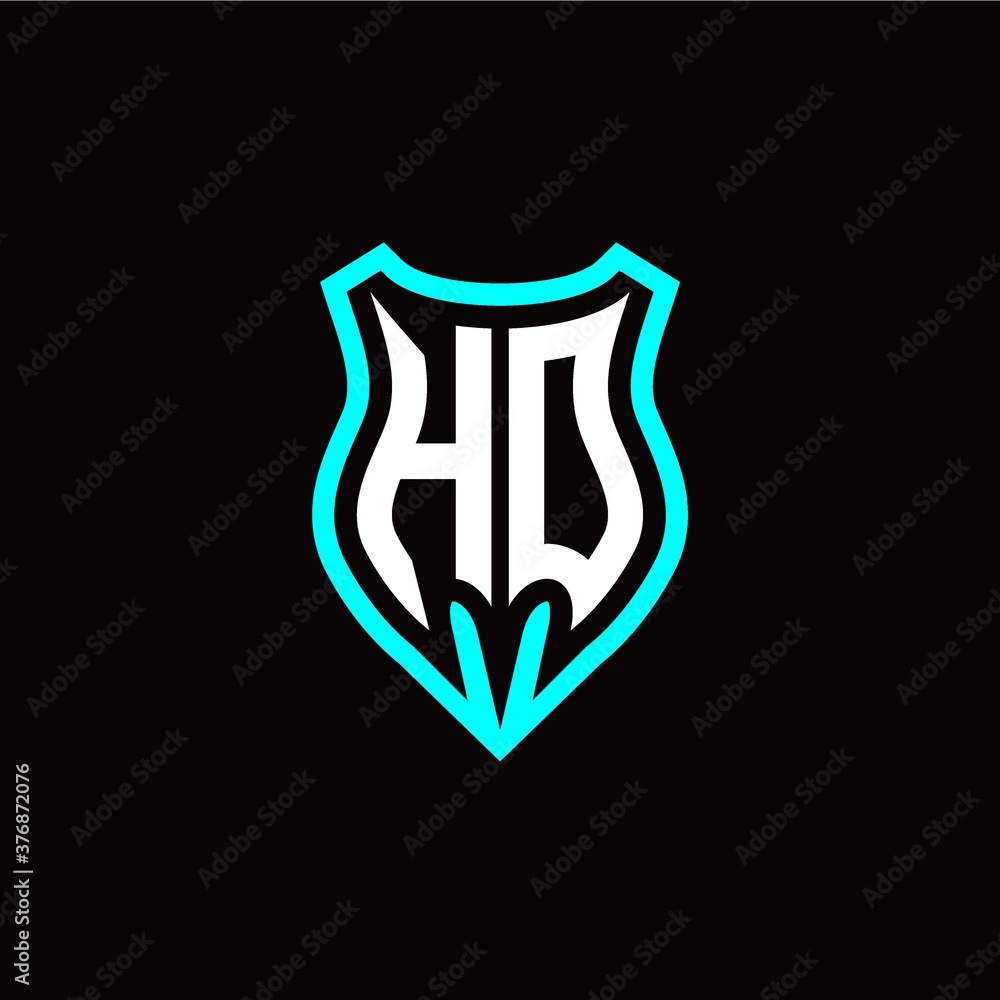 Initial H O letter with shield modern style logo template vector