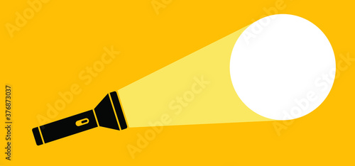 Flashlight, electric torch projection spotlight. Brain lamps idea concept. Flat vector light bulb sign ideas. Brilliant Flashlights lightbulb.