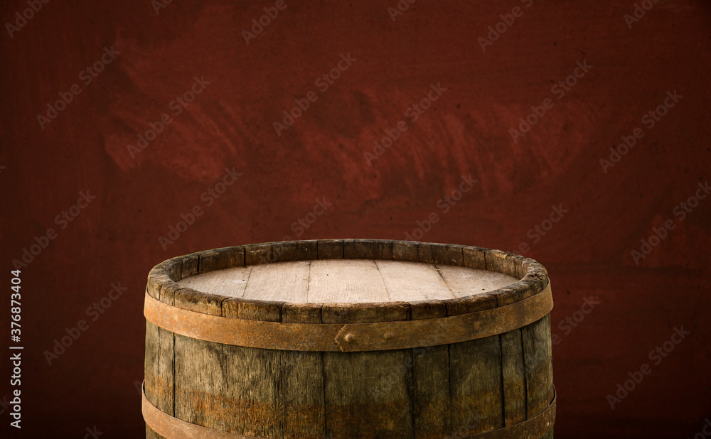 background of barrel and worn old table of wood background of barrel and worn old table of wood