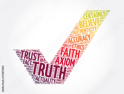 Truth check mark word cloud collage, concept background