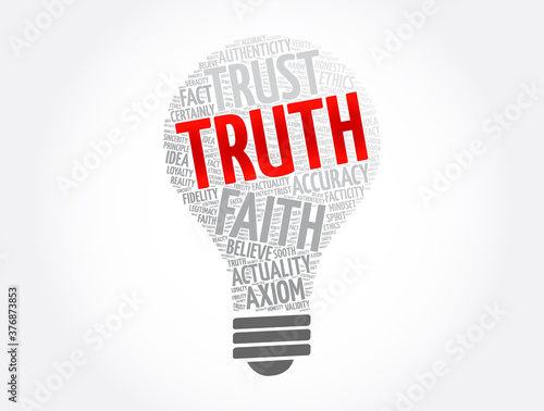 Truth light bulb word cloud collage, concept background