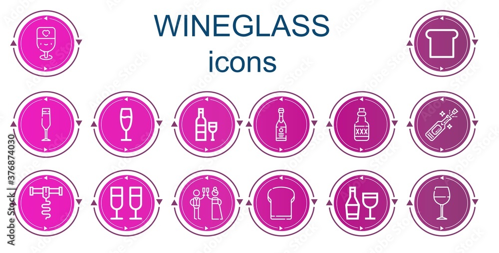 Editable 14 wineglass icons for web and mobile Editable 14 wineglass icons for web and mobile