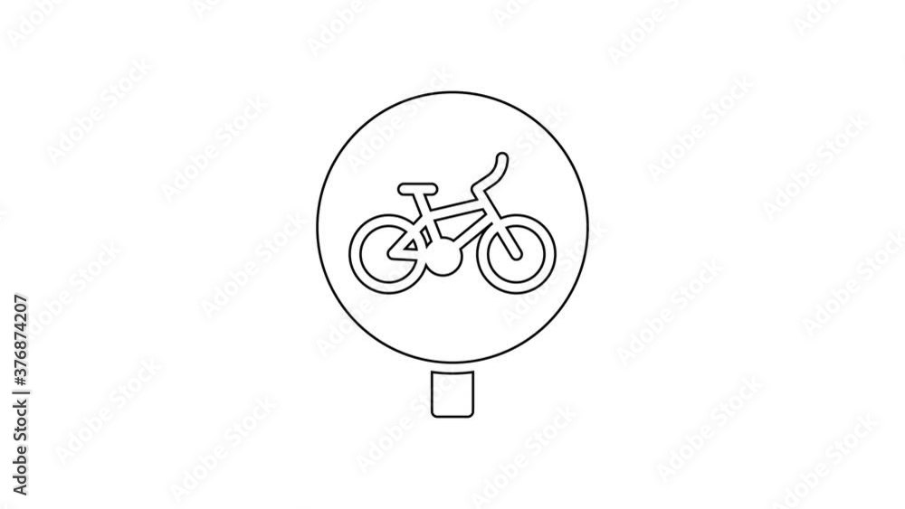 Black line Bicycle icon isolated on white background. Bike race. Extreme sport. Sport equipment. 4K Video motion graphic animation. Black line Bicycle icon isolated on white background. Bike race. Extreme sport. Sport equipment. 4K Video motion graphic animation.