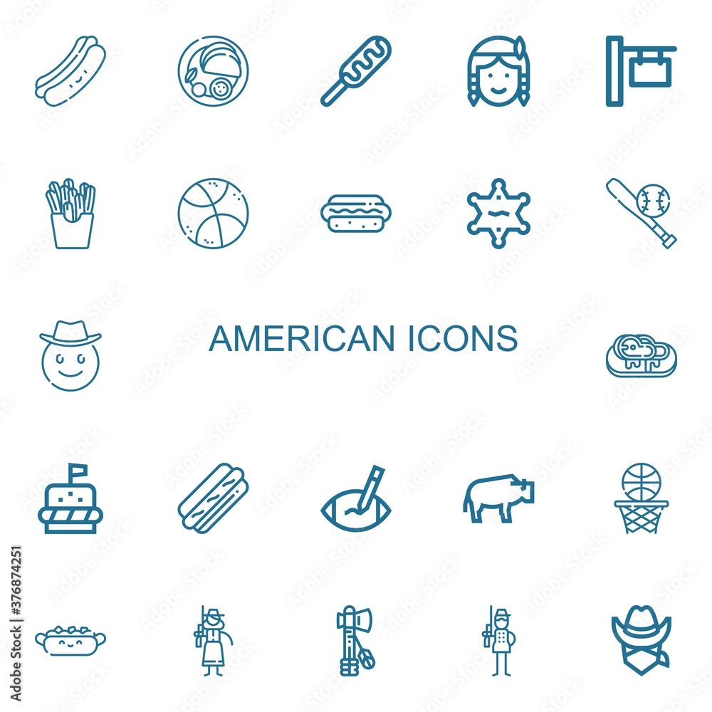 Editable 22 american icons for web and mobile