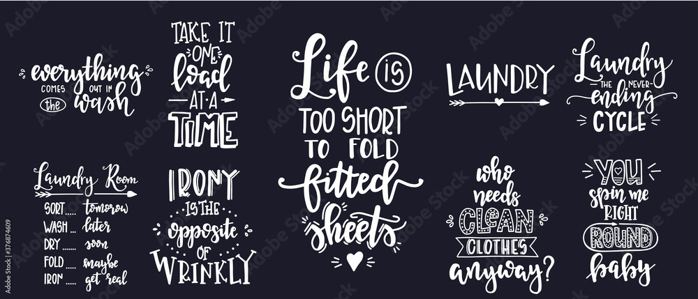 Laundry Hand drawn typography poster. Conceptual handwritten phrase Laundry T shirt hand lettered calligraphic design. Inspirational vector. Vector illustration - obrazy, fototapety, plakaty 
