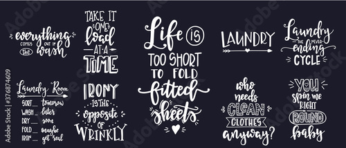 Laundry Hand drawn typography poster. Conceptual handwritten phrase Laundry T shirt hand lettered calligraphic design. Inspirational vector. Vector illustration