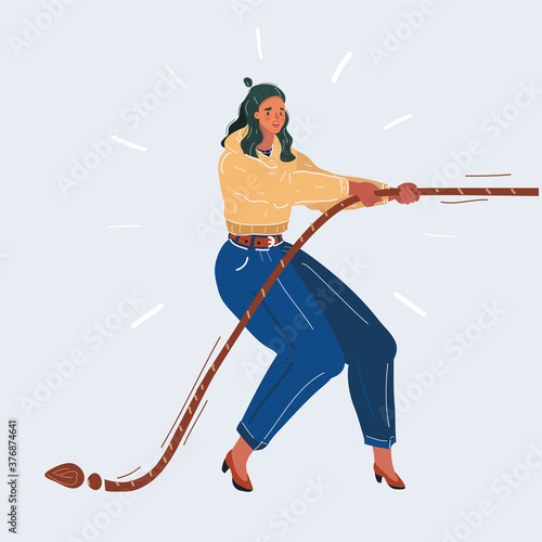Vector illustration of Businesswoman in tug of war concept