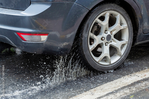 tire splashing in water