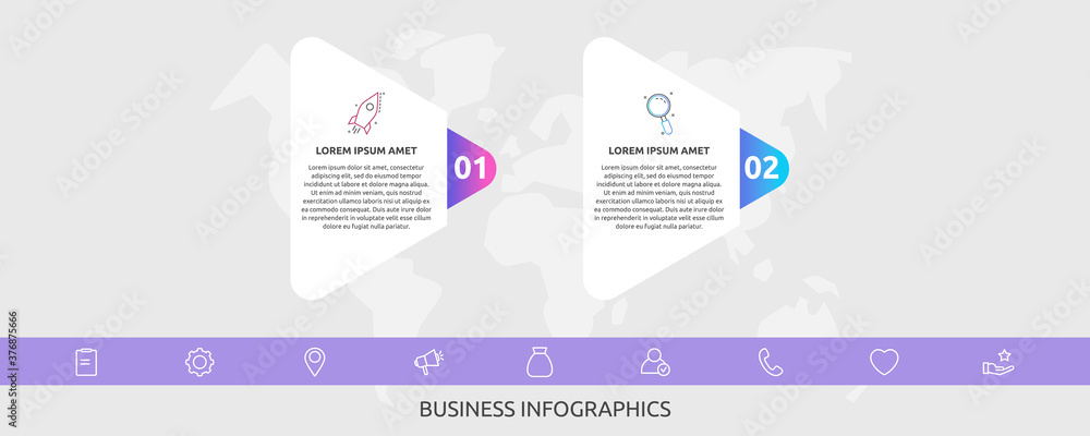 Infographics triangles with 2 steps, labels. Vector template uses for ...