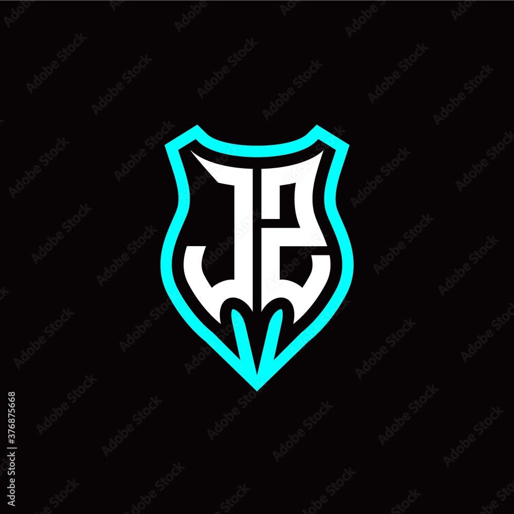 Initial J Z letter with shield modern style logo template vector