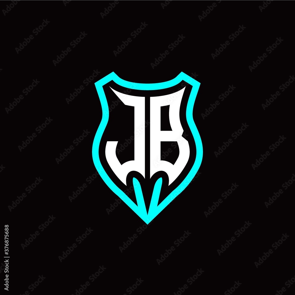 Initial J B letter with shield modern style logo template vector