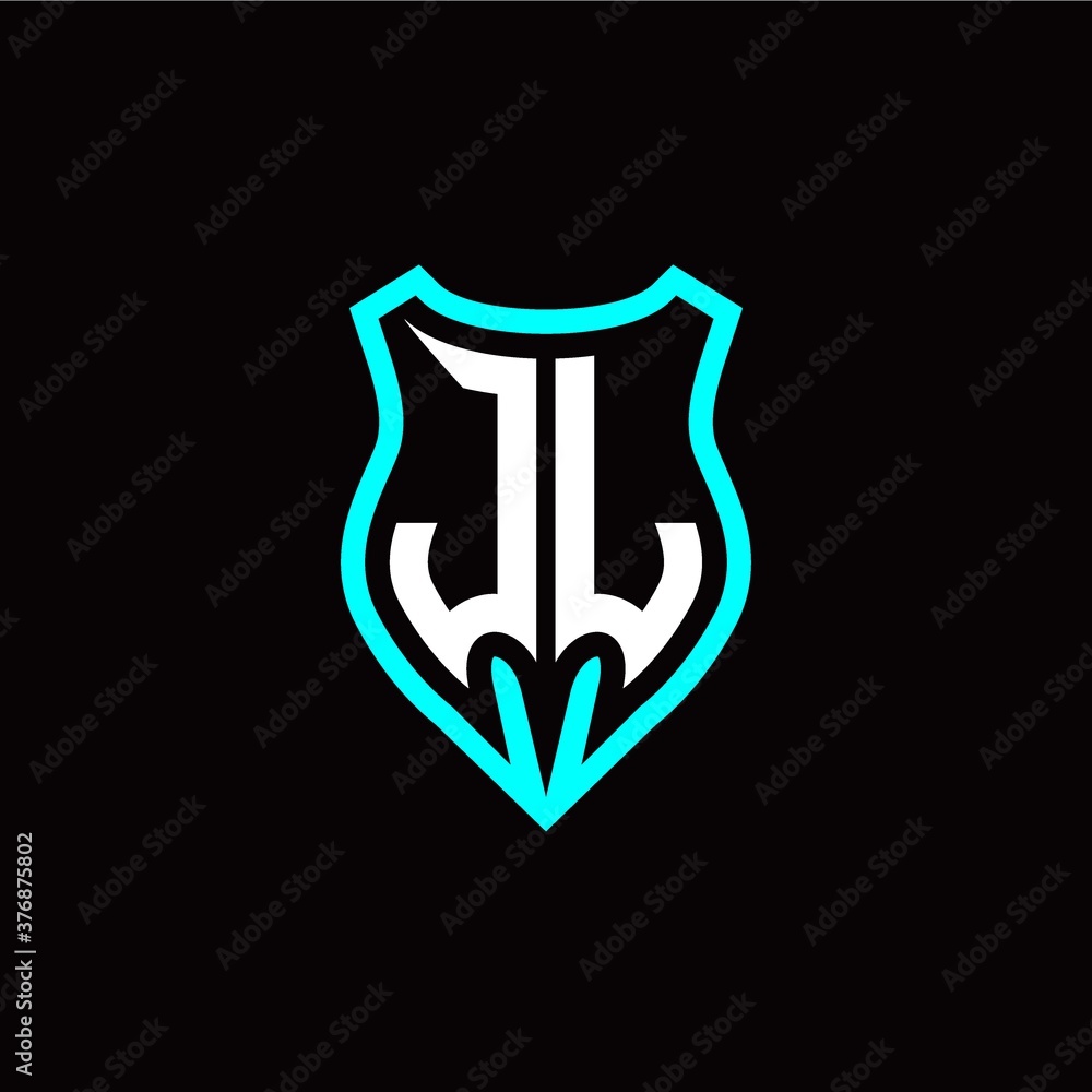 Initial J L letter with shield modern style logo template vector
