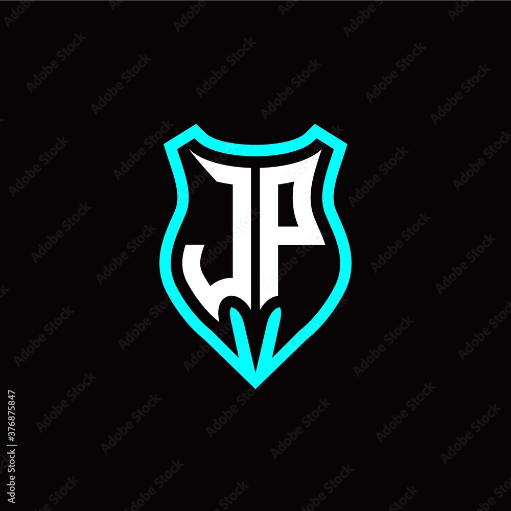 Initial J P letter with shield modern style logo template vector
