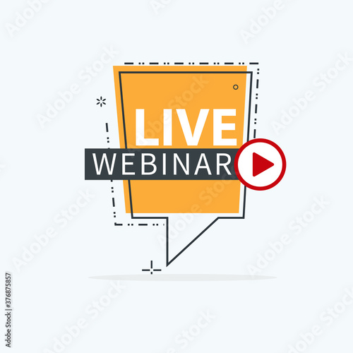 Live Webinar Button, icon, emblem label Vector illustration flat linear badge and banner, scroll, sticker, ribbon, embem, poster.