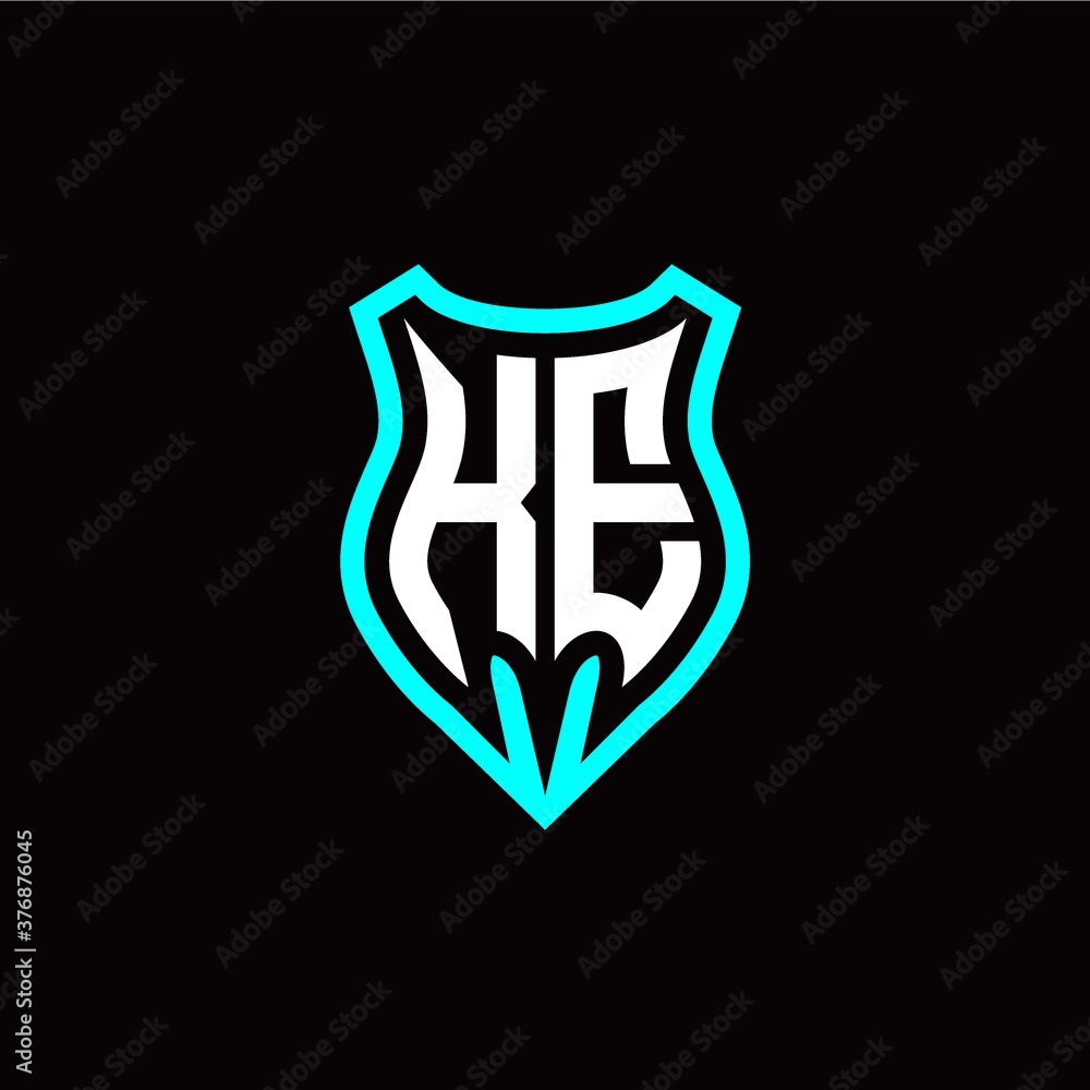 Initial K E letter with shield modern style logo template vector