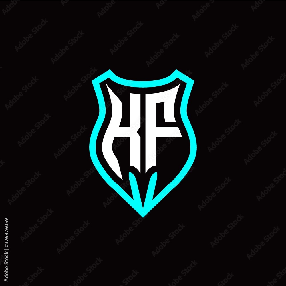 Initial K F letter with shield modern style logo template vector Initial K F letter with shield modern style logo template vector
