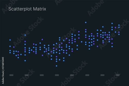 Scatterplot Matrix. Elements of infographics on a dark background. Use in presentation templates, mobile app and corporate report. Dashboard UI and UX Kit.