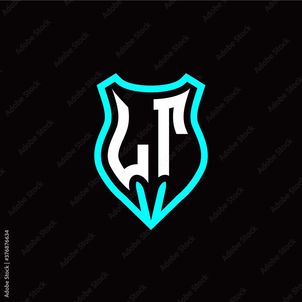 Initial L T letter with shield modern style logo template vector