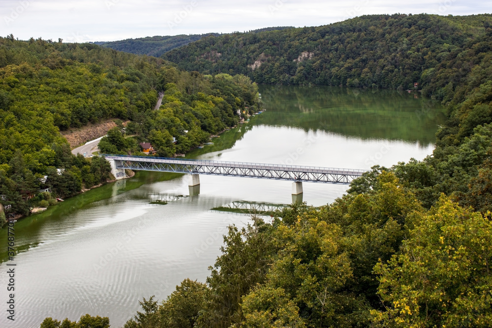 Obraz premium View from the Cornstejn castle on the vranov dam water