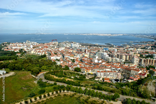 Panoramic view of Almada from Sanctuary of Cristo Rei, Portugal