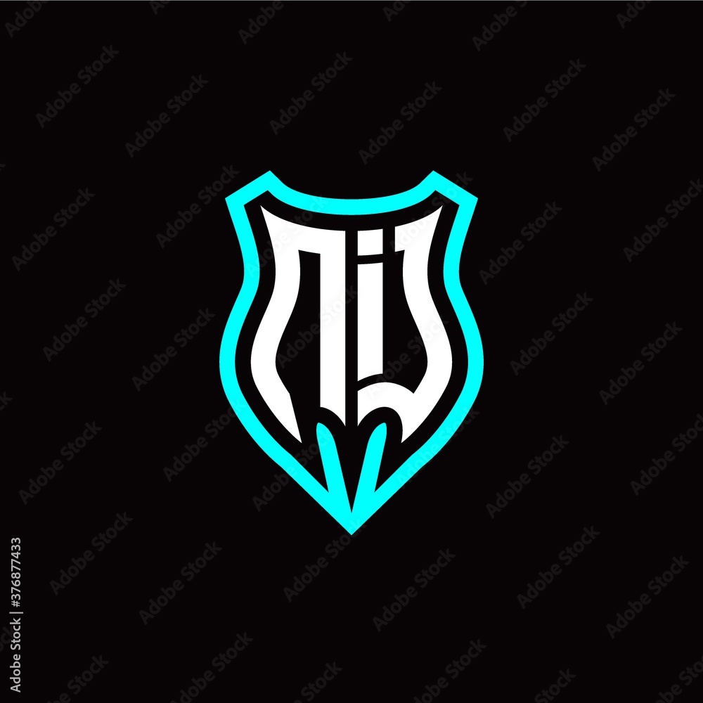 Initial N I letter with shield modern style logo template vector Initial N I letter with shield modern style logo template vector