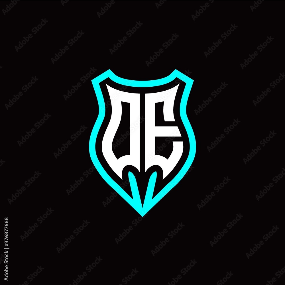 Initial O E letter with shield modern style logo template vector Initial O E letter with shield modern style logo template vector