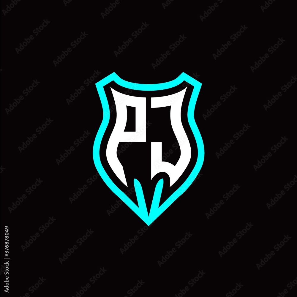 Initial P J letter with shield modern style logo template vector Initial P J letter with shield modern style logo template vector