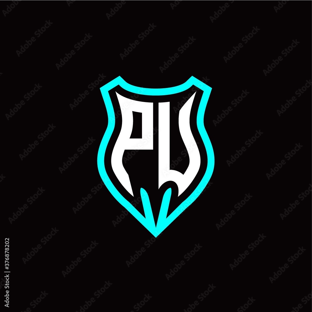 Initial P U letter with shield modern style logo template vector Initial P U letter with shield modern style logo template vector
